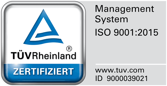TÜV Rheinland zertifiziert – Management System ISO 9001:2015